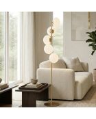 Lampadaire en métal Vasto avec cinq diffuseurs en verre doré - 32,5 x 32,5 x 160 cm