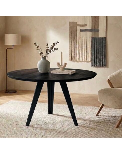Table de salle à manger fixe en bois Prato chêne traité thermiquement/noir - 130 x 130 x 76 cm
