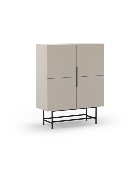 Buffet à 4 portes Anagni en stratifié structure métallique crème/marron - 100 x 40 x 128 cm