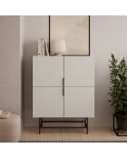 Buffet à 4 portes Anagni en stratifié structure métallique crème/marron - 100 x 40 x 128 cm