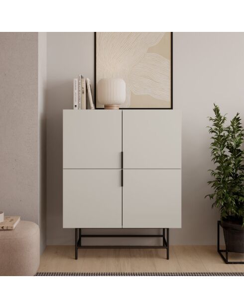Buffet à 4 portes Anagni en stratifié structure métallique crème/marron - 100 x 40 x 128 cm