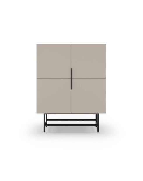 Buffet à 4 portes Anagni en stratifié structure métallique crème/marron - 100 x 40 x 128 cm