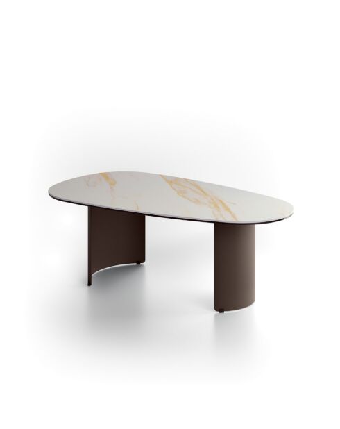 Table basse en verre Carrare céramique marbre de calacatta/bronze - 100 x 55 x 35 cm