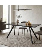 Table de salle à manger en verre trempéTermoli extensible noir - 160/240 cm