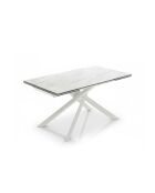 Table de salle à manger en verre Vicenza extensible marbre blanc - 160/240 cm