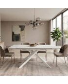 Table de salle à manger en verre Vicenza extensible marbre blanc - 160/240 cm
