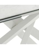 Table de salle à manger en verre Vicenza extensible marbre blanc - 160/240 cm