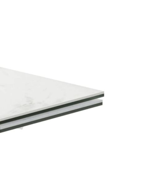 Table de salle à manger en verre Vicenza extensible marbre blanc - 160/240 cm