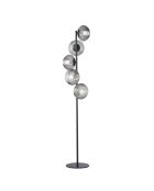 Lampadaire en métal Vasto avec cinq diffuseurs en verre noir - 32,5 x 32,5 x 160 cm