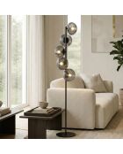 Lampadaire en métal Vasto avec cinq diffuseurs en verre noir - 32,5 x 32,5 x 160 cm