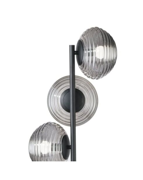 Lampadaire en métal Vasto avec cinq diffuseurs en verre noir - 32,5 x 32,5 x 160 cm