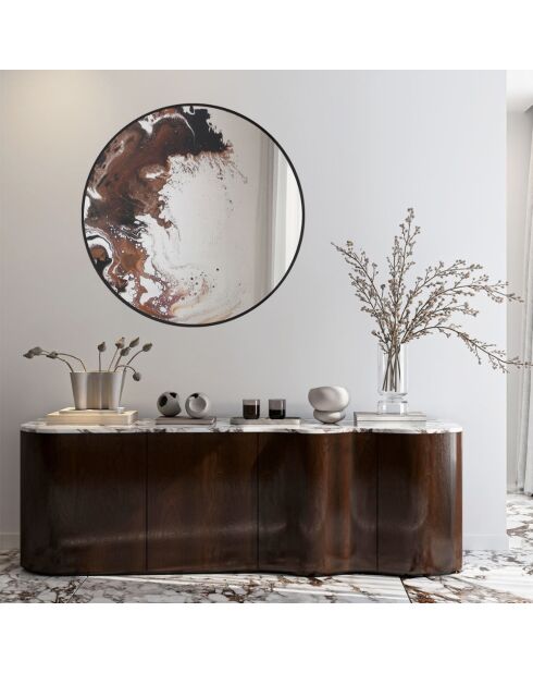 Miroir mural rond en verre et métal Salò noir argent, bronze - 80 x 1,5 x 80 cm