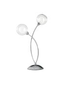 Lampe de table Roccella en métal chromé avec deux diffuseurs en verre chrome - 28 x 28 x 48 cm