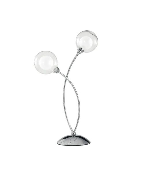 Lampe de table Roccella en métal chromé avec deux diffuseurs en verre chrome - 28 x 28 x 48 cm