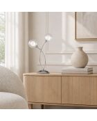 Lampe de table Roccella en métal chromé avec deux diffuseurs en verre chrome - 28 x 28 x 48 cm