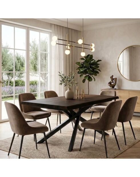 Table de salle à manger fixe en bois Udine 160 chêne traité thermiquement/noir - 160 x 90 x 76 cm