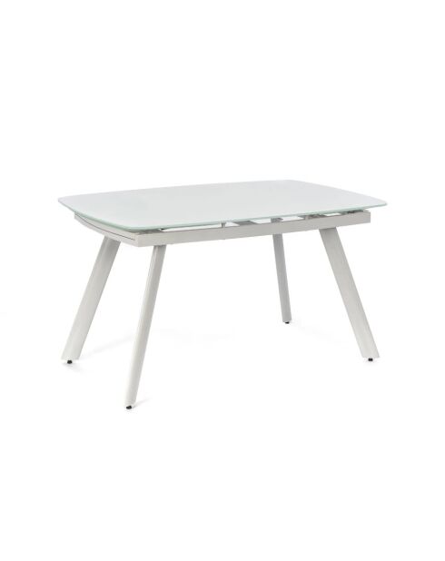 Table de salle à manger extensible en verre trempé Ascoli blanc - 140/175/210 cm