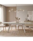 Table de salle à manger extensible en verre trempé Ascoli blanc - 140/175/210 cm