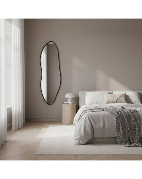 Miroir mural Orosei noir argent - 55 x 2,2 x 165 cm