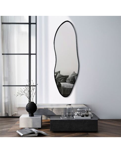 Miroir mural Orosei noir argent - 55 x 2,2 x 165 cm
