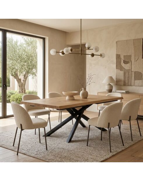 Table de salle à manger fixe en bois Udine 200 chêne/noir - 200 x 100 x 76 cm