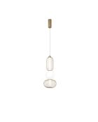 Suspension Oria en verre soufflé avec deux diffuseurs en métal doré - 22 x 227 cm