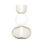 Suspension Oria en verre soufflé avec deux diffuseurs en métal doré - 22 x 227 cm