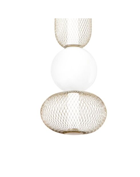 Suspension Oria en verre soufflé avec deux diffuseurs en métal doré - 22 x 227 cm