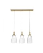 Suspension Giulianova avec trois diffuseurs en verre soufflé doré - 72 x 14 x 30 cm