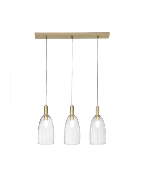 Suspension Giulianova avec trois diffuseurs en verre soufflé doré - 72 x 14 x 30 cm