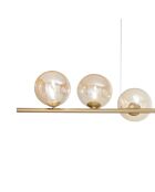 Suspension Surbo en métal avec huit diffuseurs en verre doré - 145 x 33,5 x 15 cm