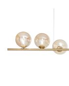 Suspension Surbo en métal avec huit diffuseurs en verre doré - 145 x 33,5 x 15 cm
