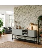 Buffet à 3 portes et 2 étagères Palinuro en stratifié avec structure métallique vert - 180 x 40 x 80 cm