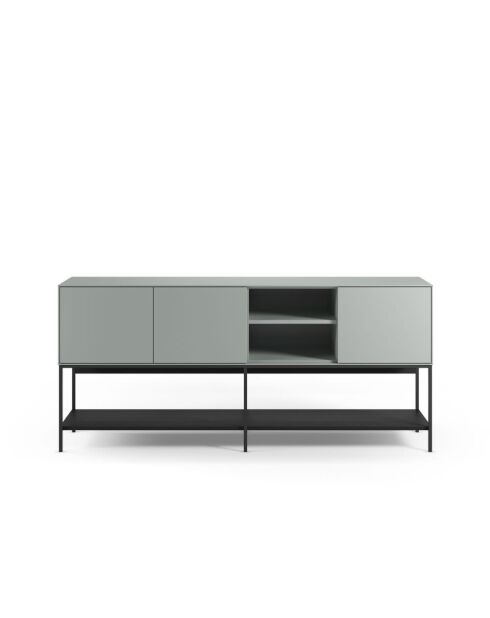 Buffet à 3 portes et 2 étagères Palinuro en stratifié avec structure métallique vert - 180 x 40 x 80 cm