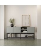 Buffet à 3 portes et 2 étagères Palinuro en stratifié avec structure métallique vert - 180 x 40 x 80 cm