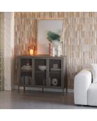 Buffet à 3 portes Veroli à en métal perforé moka - 121 x 40 x 90 cm