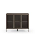 Buffet à 3 portes Veroli à en métal perforé moka - 121 x 40 x 90 cm