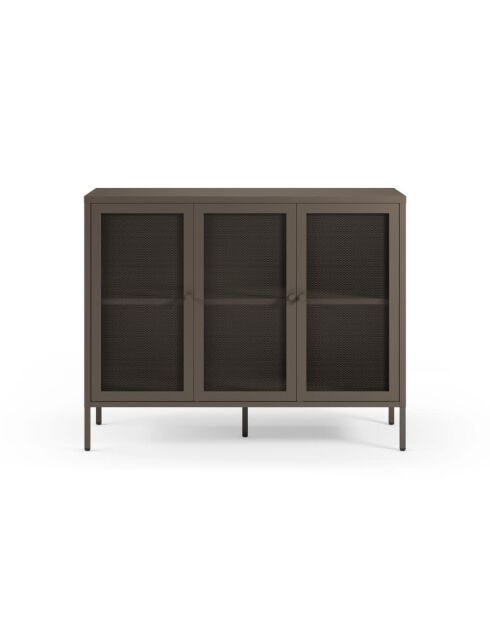 Buffet à 3 portes Veroli à en métal perforé moka - 121 x 40 x 90 cm