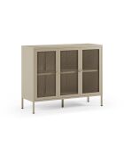 Buffet à 3 portes Veroli à en métal perforé sable - 121 x 40 x 90 cm
