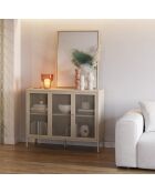 Buffet à 3 portes Veroli à en métal perforé sable - 121 x 40 x 90 cm