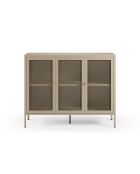 Buffet à 3 portes Veroli à en métal perforé sable - 121 x 40 x 90 cm