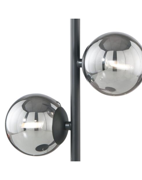 Lampe de table Surbo en métal avec deux diffuseurs en verre noir - 14 x 14 x 40 cm