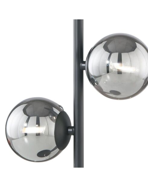 Lampe de table Surbo en métal avec deux diffuseurs en verre noir - 14 x 14 x 40 cm