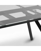Table de salle à manger en verre trempé Termoli extensible verre transparent/noir - 160/240 cm