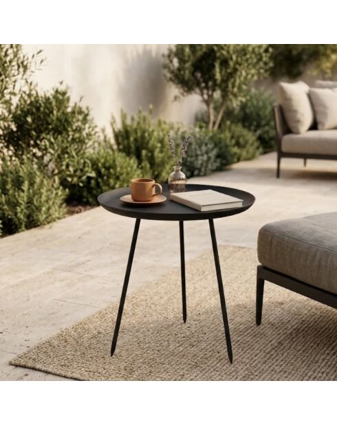 Table basse Ponza 46 à plateau rond noir - 46 x 46 x 50 cm