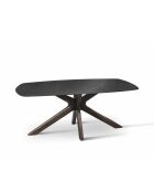 Table de salle à manger fixe en céramiqueTorino marbre noir/brun - 180 x 90 x 76 cm