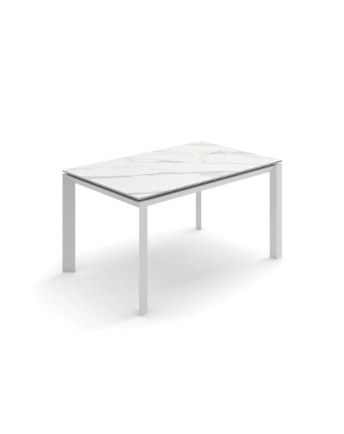 Table de salle à manger extensible en céramique Sestri calacatta/marbre blanc - 140/220 cm