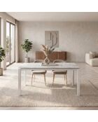 Table de salle à manger extensible en céramique Sestri calacatta/marbre blanc - 140/220 cm