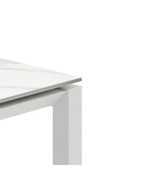 Table de salle à manger extensible en céramique Sestri calacatta/marbre blanc - 140/220 cm