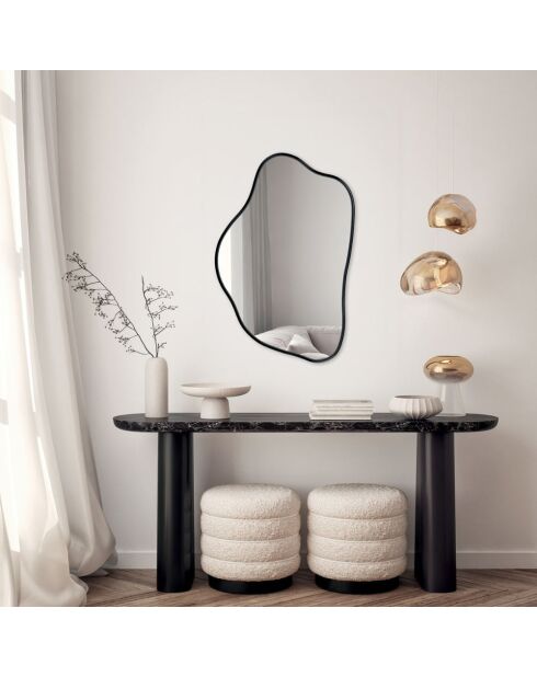 Miroir mural en verre et métal Desenzano noir argent - 60 x 2 x 90 cm